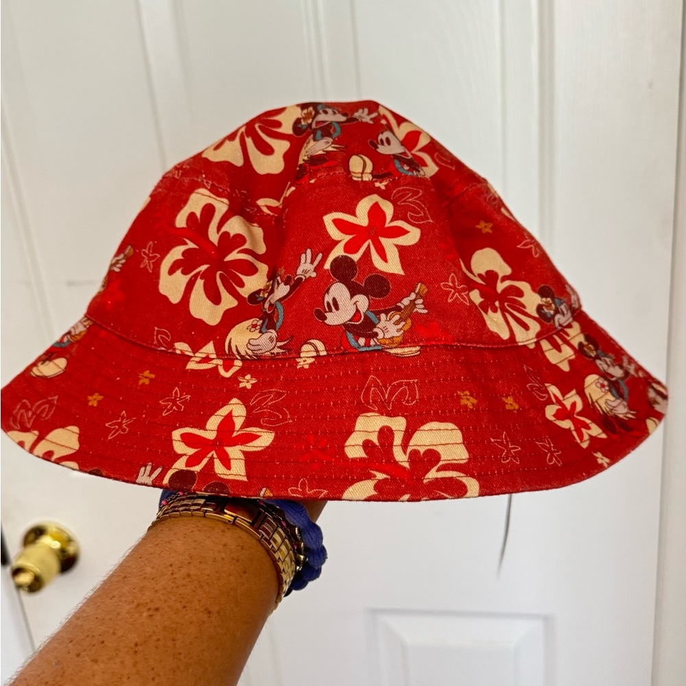 Disney Red Bucket Hat with Tropical Flair